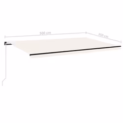 vidaXL Manual Retractable Awning 500x350 cm Cream Outdoor Garden Patio Shade - Additional view 6