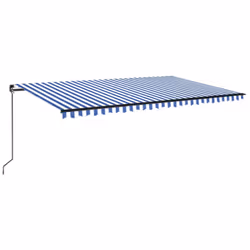 vidaXL Manual Retractable Awning with LED 500x350 cm Blue and White Outdoor - Additional view 6