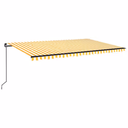 vidaXL Manual Retractable Awning with LED 500x350 cm Yellow and White Outdoor - Additional view 3