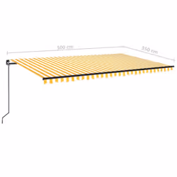 vidaXL Manual Retractable Awning with LED 500x350 cm Yellow and White Outdoor - Additional view 7