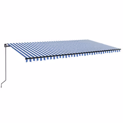 vidaXL Manual Retractable Awning 500x350 cm Blue and White Outdoor Garden