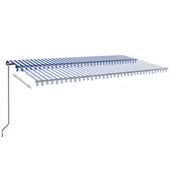 vidaXL Manual Retractable Awning 500x350 cm Blue and White Outdoor Garden