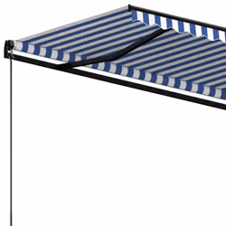vidaXL Manual Retractable Awning 500x350 cm Blue and White Outdoor Garden - Additional view 4