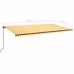 vidaXL Manual Retractable Awning 500x350 cm Yellow and White Outdoor Garden - Additional view 7