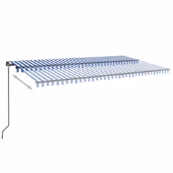 vidaXL Manual Retractable Awning with LED 600x350 cm Blue and White Outdoor
