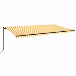 vidaXL Manual Retractable Awning with LED 600x350 cm Yellow and White Outdoor