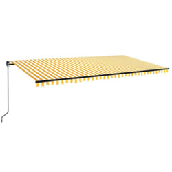 vidaXL Manual Retractable Awning with LED 600x350 cm Yellow and White Outdoor