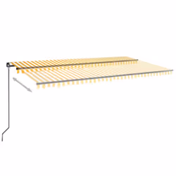 vidaXL Manual Retractable Awning with LED 600x350 cm Yellow and White Outdoor
