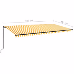 vidaXL Manual Retractable Awning with LED 600x350 cm Yellow and White Outdoor