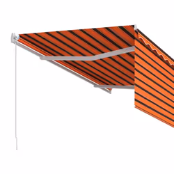 vidaXL Manual Retractable Awning with Blind 3x2.5m Orange&Brown Patio Awning - Additional view 2