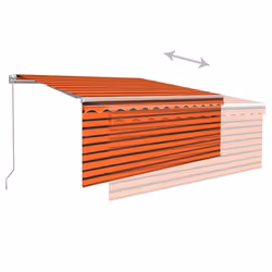 vidaXL Manual Retractable Awning with Blind 3x2.5m Orange&Brown Patio Awning - Additional view 4
