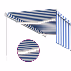 vidaXL Manual Retractable Awning with Blind&LED 3x2.5m Blue&White Patio Awning - Additional view 4