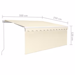 vidaXL Manual Retractable Awning with Blind&LED 3x2.5m Cream Patio Awning - Additional view 3