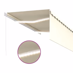 vidaXL Manual Retractable Awning with Blind&LED 3x2.5m Cream Patio Awning - Additional view 4