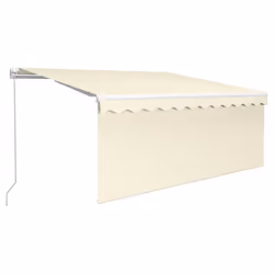 vidaXL Manual Retractable Awning with Blind&LED 3x2.5m Cream Patio Awning - Additional view 5