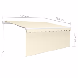 vidaXL Manual Retractable Awning with Blind 3.5x2.5m Cream Outdoor Awning - Additional view 6