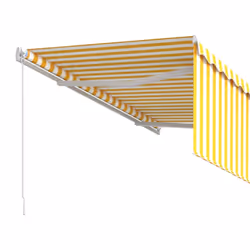 vidaXL Manual Retractable Awning with Blind 3.5x2.5m Yellow&White Patio Awning