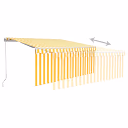 vidaXL Manual Retractable Awning with Blind 3.5x2.5m Yellow&White Patio Awning - Additional view 4