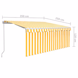 vidaXL Manual Retractable Awning with Blind 3.5x2.5m Yellow&White Patio Awning - Additional view 6