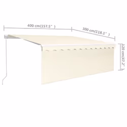 vidaXL Manual Retractable Awning with Blind 4x3m Cream Outdoor Awning Set - Additional view 6