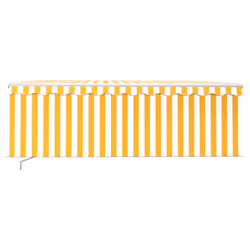 vidaXL Manual Retractable Awning with Blind 4x3m Yellow&White Outdoor Awning