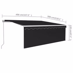 vidaXL Manual Retractable Awning with Blind 4x3m Anthracite Outdoor Awning - Additional view 4