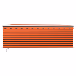 vidaXL Manual Retractable Awning with Blind 4x3m Orange&Brown Outdoor Awning