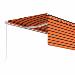 vidaXL Manual Retractable Awning with Blind 4x3m Orange&Brown Outdoor Awning - Additional view 4