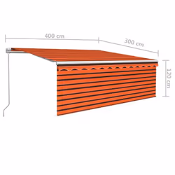 vidaXL Manual Retractable Awning with Blind 4x3m Orange&Brown Outdoor Awning - Additional view 6