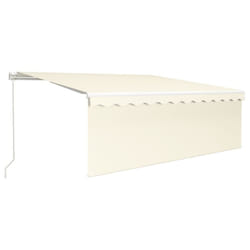 vidaXL Manual Retractable Awning with Blind&LED 4x3m Cream Outdoor Awning