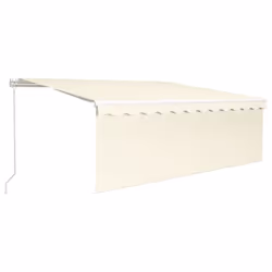 vidaXL Manual Retractable Awning with Blind&LED 4x3m Cream Outdoor Awning