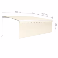 vidaXL Manual Retractable Awning with Blind&LED 4x3m Cream Outdoor Awning - Additional view 4