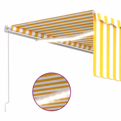 vidaXL Manual Retractable Awning with Blind&LED 4x3m Yellow&White Patio Awning