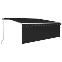 vidaXL Manual Retractable Awning with Blind&LED 4x3m Anthracite Outdoor Awning