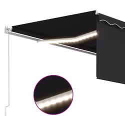 vidaXL Manual Retractable Awning with Blind&LED 4x3m Anthracite Outdoor Awning - Additional view 5