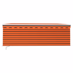 vidaXL Manual Retractable Awning with Blind&LED 4x3m Orange&Brown Patio Awning