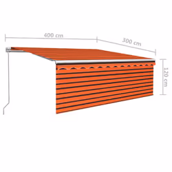 vidaXL Manual Retractable Awning with Blind&LED 4x3m Orange&Brown Patio Awning - Additional view 4