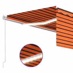 vidaXL Manual Retractable Awning with Blind&LED 4x3m Orange&Brown Patio Awning - Additional view 5