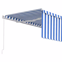 vidaXL Manual Retractable Awning with Blind 4.5x3m Blue&White Outdoor Awning - Additional view 4
