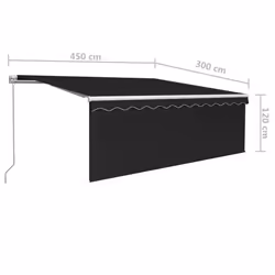 vidaXL Manual Retractable Awning with Blind 4.5x3m Anthracite Outdoor Awning - Additional view 6