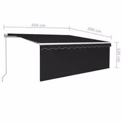 vidaXL Manual Retractable Awning with Blind&LED 4.5x3m Anthracite Patio Awning - Additional view 6