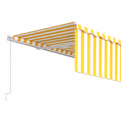 vidaXL Manual Retractable Awning with Blind 5x3m Yellow&White Outdoor Awning