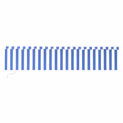 vidaXL Manual Retractable Awning with Blind 6x3m Blue&White Outdoor Awning