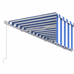 vidaXL Manual Retractable Awning with Blind 6x3m Blue&White Outdoor Awning