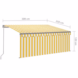 vidaXL Manual Retractable Awning with Blind&LED 3x2.5m Yellow&White Awning Set