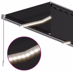 vidaXL Manual Retractable Awning with Blind&LED 3x2.5m Anthracite Awning Set