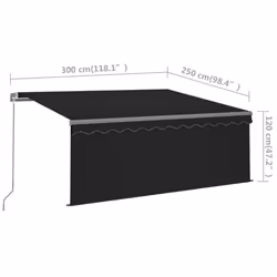 vidaXL Manual Retractable Awning with Blind&LED 3x2.5m Anthracite Awning Set - Additional view 5