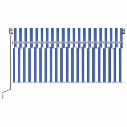 vidaXL Manual Retractable Awning with Blind 3.5x2.5m Blue&White Outdoor Awning - Additional view 2