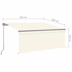vidaXL Manual Retractable Awning with Blind 3.5x2.5m Cream Outdoor Awning - Additional view 3