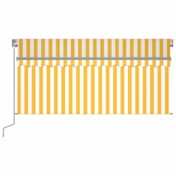 vidaXL Manual Retractable Awning with Blind 3.5x2.5m Yellow&White Patio Awning - Additional view 2